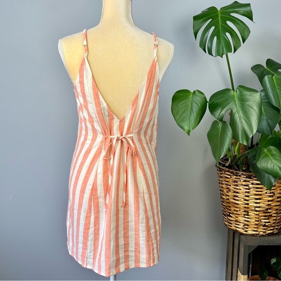 Show Me Sour MuMu Remington Womens Linen Striped Mini Dress - Picture 3 of 8